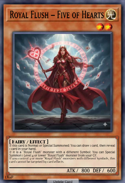 Royal Flush – Five of Hearts